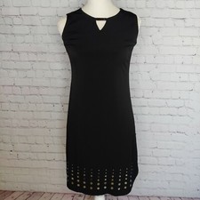 JM Collection Womens Sequin Keyhole Dress Petite Small PS Black Sleeveless NEW