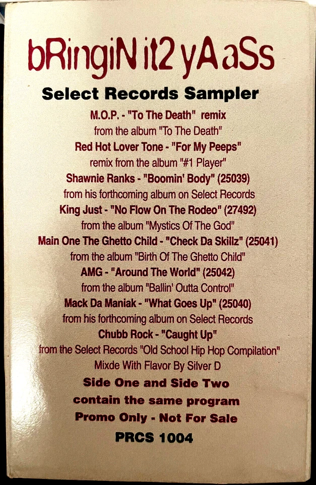 Select Records- bRingiNit2yAaSs- Rare Hip Hop Promo Sampler Cassette M.O.P./AMG+ - Image 2 of 2