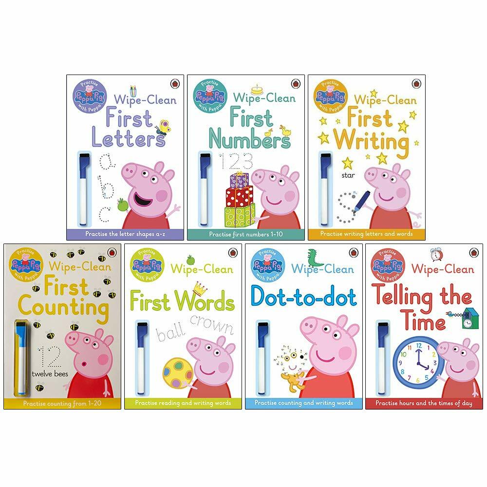 Peppa Pig Collection 7 Books Set (Wipe-Clean First Letters, Wipe-Clean First)