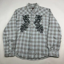 Roar Mens Size 2XL Plaid Distressed Long Sleeve Button Up Roar Life Shirt