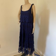 Kings Road Stretch Lace Navy Blue Midi Dress size 2X NWT