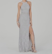  260 City Studio Women's Juniors Gray Halter Neck Sleeveless Gown Dress Size 7