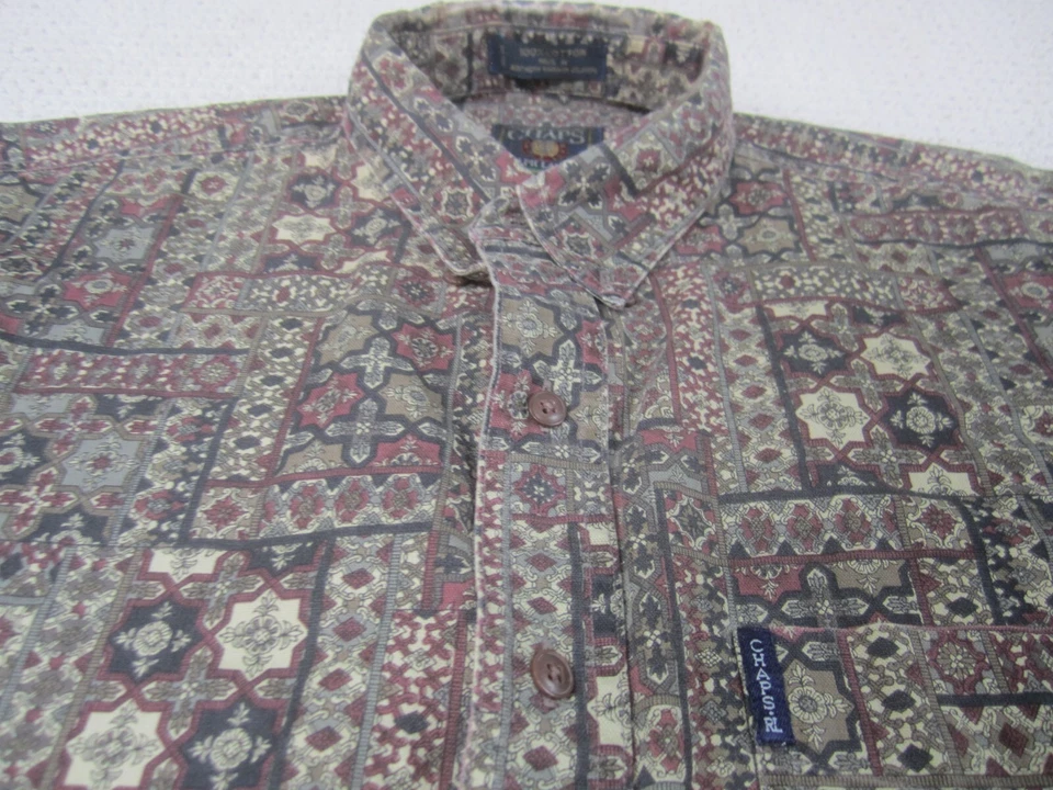 Camisa Chaps Ralph Lauren Para Hombre Grande Geométrica Con Botones *Rara* Manga Larga Foto 4 de 4