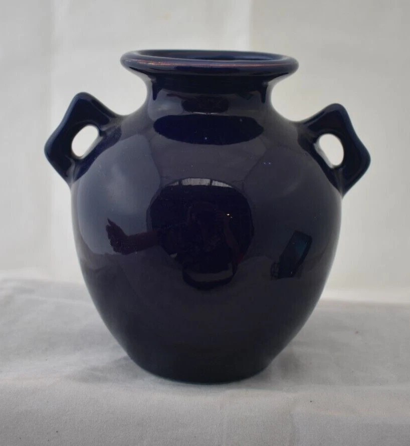 Vintage Porcelain Cobalt Blue & Gold Kutani Vase Urn Floral, Japan (B11) - image 3 of 4