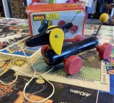 Vintage 1970s Brio 30332 Dachshund Original Box Wooden Pull Along Toy Sweden