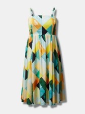 Torrid Midi Challis Smocked Sleeveless Sundress Multi Plus Size 4 4X 26 #G70239