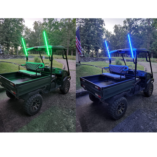 Motorcycle Antenna Flags 3-Foot RGB LED Spiral Light With Flag & Remote For UTV, ATV, RZR, Jeep - 12V DC Whip Antenna - Foto 2