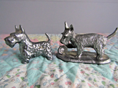 2 Metal Scottie Scottish Terrier Dog Figurines