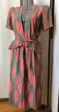Vtg 80s NOS Maggy London Jeannine Booher 100% Silk skirt jacket belt -  sz8