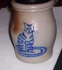 Rowe Pottery  Works Stoneware CAT Utensil Jar