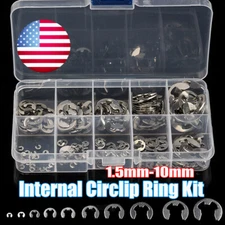 200PCS E-clips Ring Snap Retaining Circlip Kit Stainless Steel Carbon Steel Kit