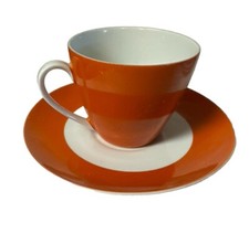 Vintage Handel Orange Porcelain Coffee/Tea Cup and Saucer Bavaria Germany