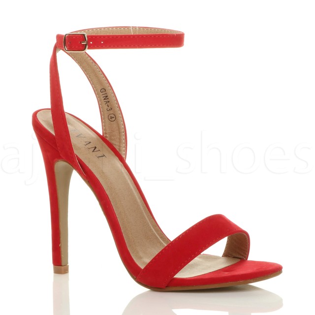 red barely there heels