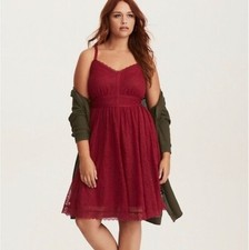 TORRID 11073103 Tea Length Lace Sweetheart Dress 2 (18 - 20) 2X Fuchsia