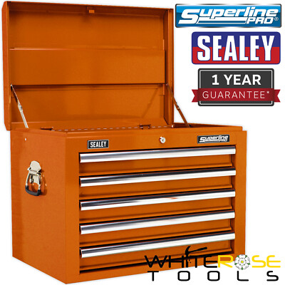 Sealey Superline Pro Oberbrust 5 Schubladen mit kugelgelgelagerten Rutschen - orange