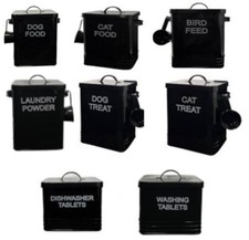 Black Storage Laundry Powder Tablets Dog Cat Food Feed Bird First Aid Metal Tin