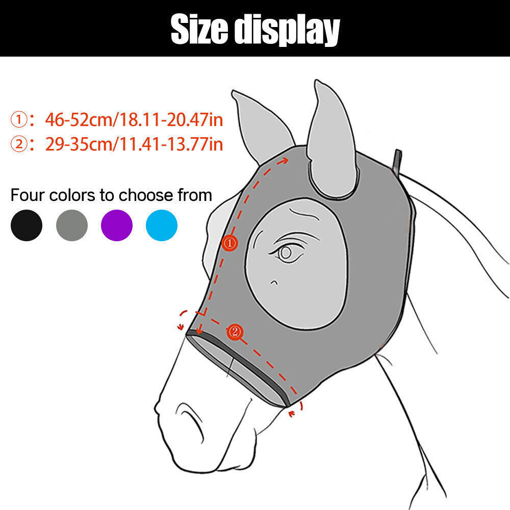 Horse Wear Masters Fly Mask Stretch Bug Eye Saver with Ears Lycra Hood