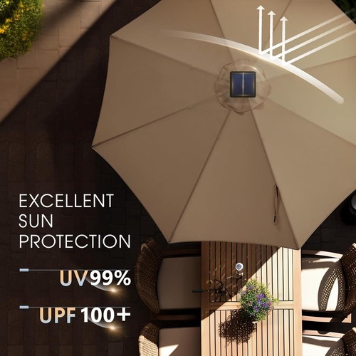 Sturdy Outdoor Market Umbrella for Deck, Pool, Garden w/Tilt, Crank - Picture 2 of 7