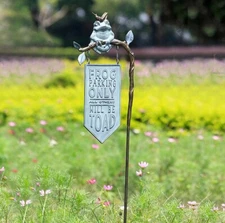 SPI Home 34952 Frog Parking Garden Sign Stake Plaque Toad Away Whimsical