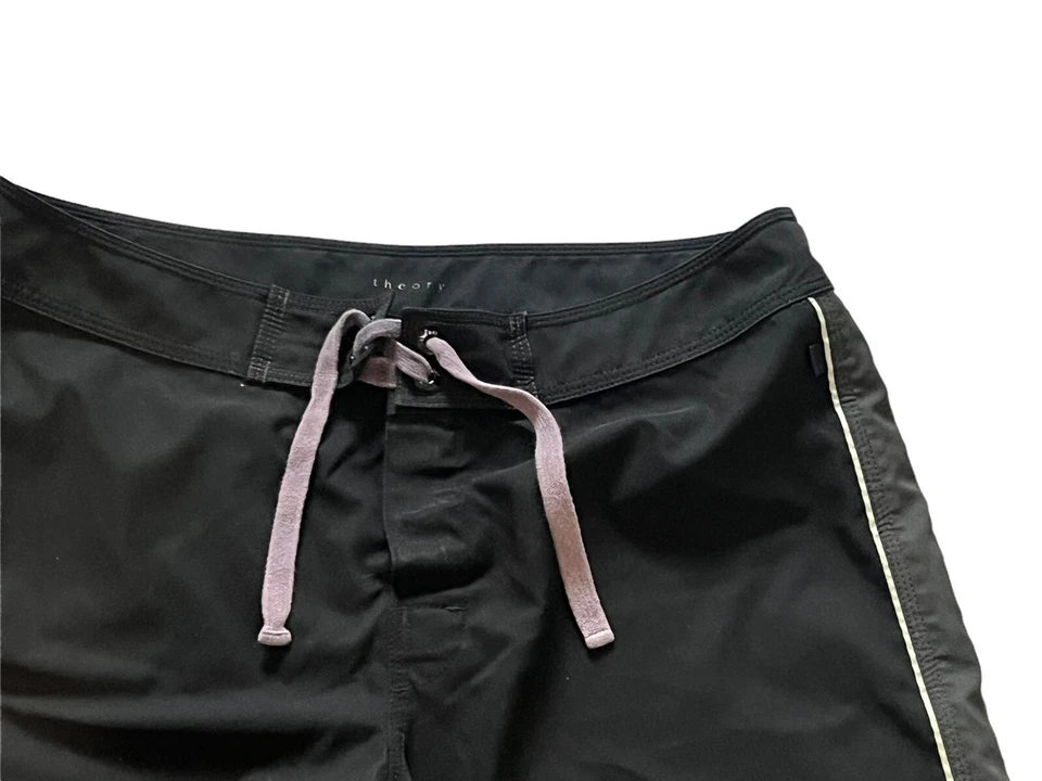 THEORY Arley  Black Gray Side Stripe Polyester Swim Trunk Board Shorts  XL  - Image 4 of 4