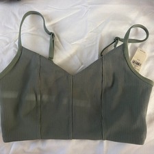 Aerie OFFLINE Sports Bra Medium Support Wireless Stretch Solid Sage Green Size S