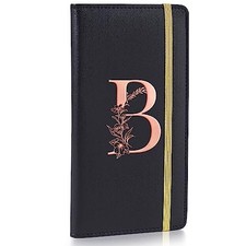 Alphabet Checkbook Cover - Slim 7.6x4.1 In RFID for Duplicate Checks - Black B