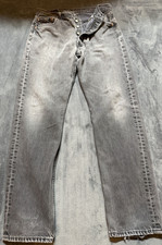 Vintage Levis 501 Men Jean Size 32 Gray Denim Faded Distress Fit 32X32 Tag 34X34