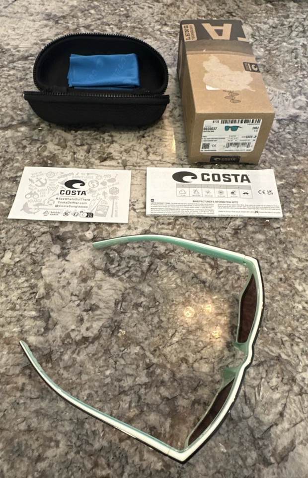 Costa Del Mar 06S9037 PANGA 255 БЛЕСТЯЩЕЕ ДЕЛИКАТЕСНОЕ/БЕЛОЕ/МОРСКАЯ ПЕНА ЗЕЛЕНОЕ ЗЕРКАЛО 580P - Изображение 2 из 4