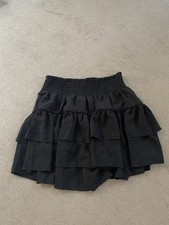 BNWT Black Frill Trim Ruffle Hem Shirred High Waist Shorts - Size M