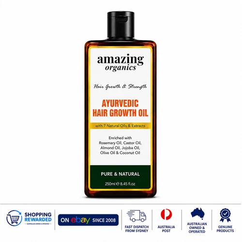 Amazing Organics Ayurvedic Hair Oil 250ml | Rosemary,Castor, Almond & Jojoba Oil