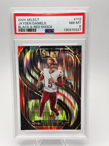 2024 PANINI SELECT BLACK & RED SHOCK #112 JAYDEN DANIELS ROOKIE RC PSA 8