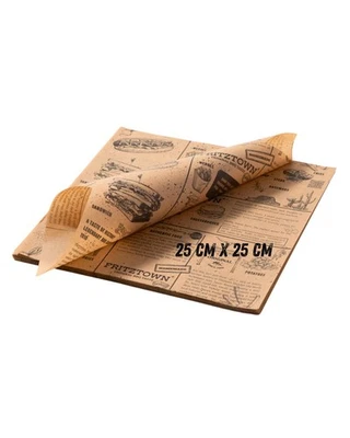 2000 Blatt Einschlagpapier für Burger 25x25 cm, Sandwich & BBQ | FRITZTOWN®