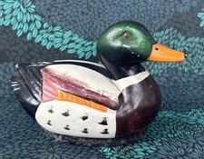 Vtg Ceramic Mallard Duck Shoe Shine Brush Jasco 1982 Lint Hair Brush