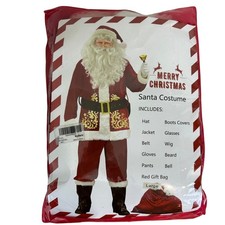 Men's Santa Claus Costume 12PCS Christmas Velvet Adult Deluxe Santa Suit Large
