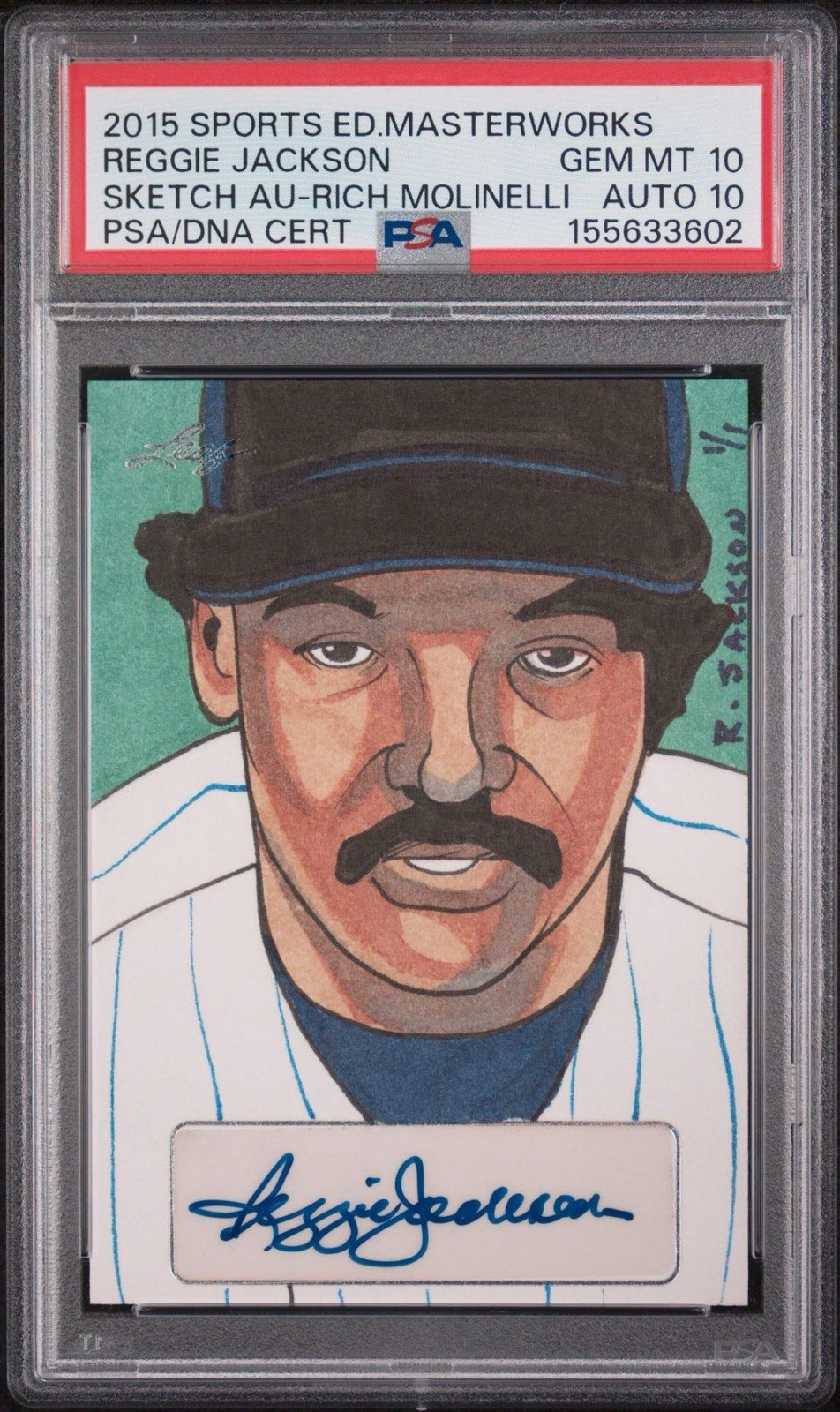 2015 Leaf Masterworks Reggie Jackson Sketch HOF 1/1 Auto PSA/DNA 10 Gem Mint
