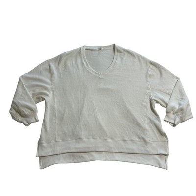 Z Supply Womens Cream V-Neck Oversized Sweater High Low Hem ZT213140 S