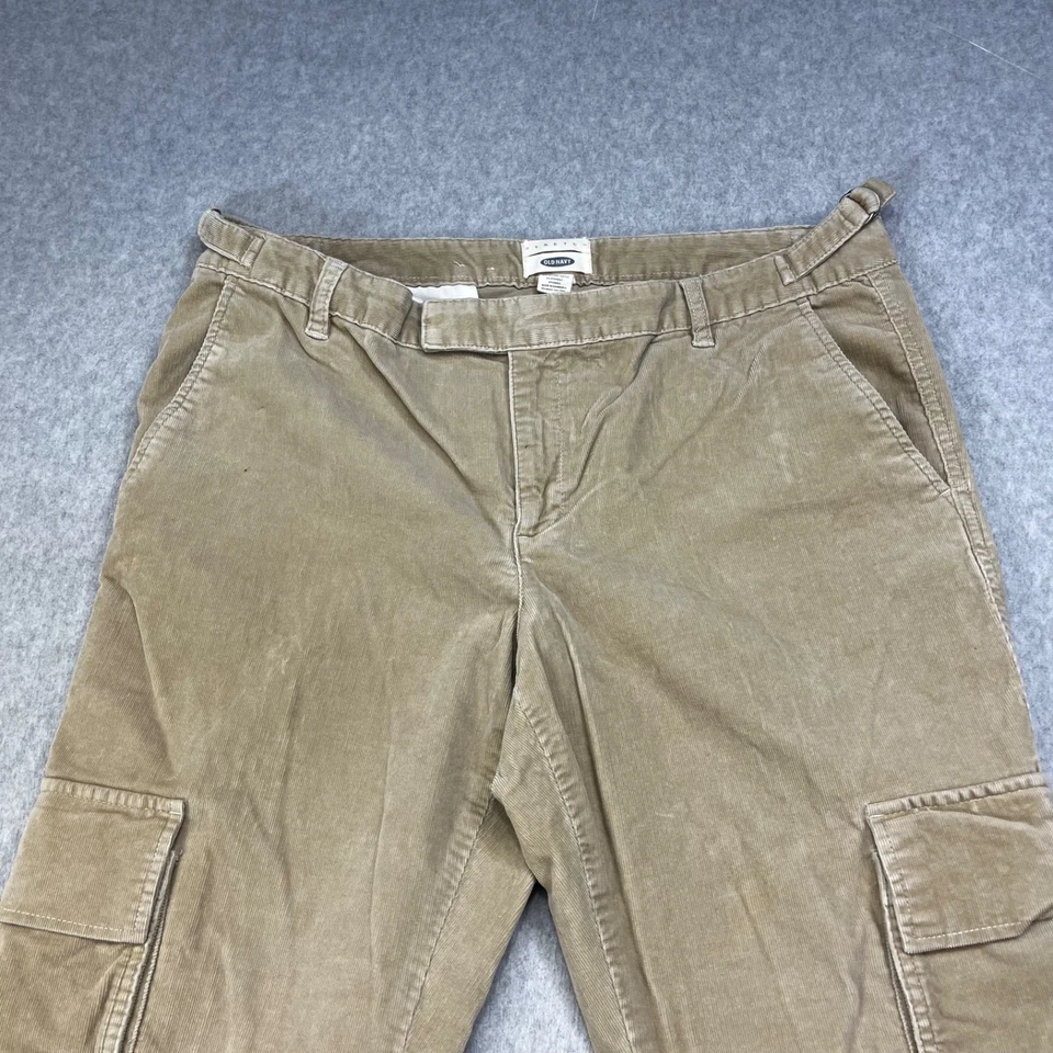 Old Navy Stretch Cargo Pants Womens Size 16 Beige Corduroy Pockets Adjustable - Image 2 of 4