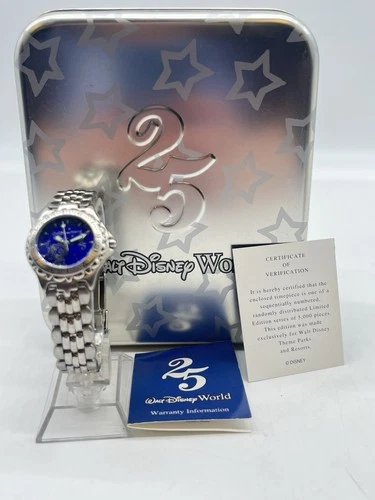 Walt Disney World 25th Anniversary Sorcerer Mickey Mouse Watch 4522/5000 W/ Tin