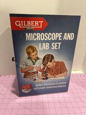 EMPTY Gilbert 13031 Microscope Lab Set Metal Case Box Hall of Science Man Cave