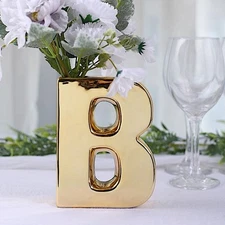 GOLD 6" Ceramic B Symbol Flower VASE Table Centerpiece Party Events Decorations