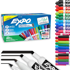 EXPO 40-Count Dry Erase Markers Set, Assorted Colors with Mixed Tips