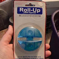 Roll-Up Cable Organizer Cord Winder Blue Plastic Reusable MPN 11616