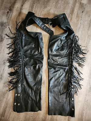 Hudson Genuine Black Leather Chaps Size SM