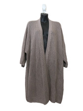 Eileen Fisher Size 1X Merino Wool Open Knit Cardigan Open Front Gray NEW