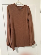 Tobi Women Medium Sweater Dress Brown Long Sleeves Ribbed Knit