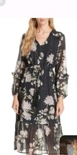 Anthroplogie Dolan Left Coast Sandrine Floral Maxi  Long Sleeve Boho Dress Small