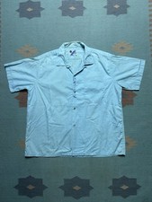 Vintage 1960s short sleeve button shirt loop collar pilgrim blue men  s large