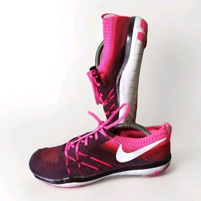Nike Free Focus TR Flyknit Sneaker - UK 5,5 - Burgundy Pink - V. Gut - Gebraucht