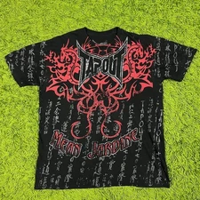 Y2K Tapout Mean Jardine UFC MMA Signature Series AOP T-Shirt Tribal Large Grunge