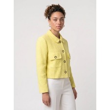 St John Collection Yellow Wool Knit Jacket Size 6 Button Front Quiet Luxury